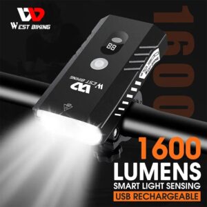 Передний фонарь велосипедный West Biking с зарядкой от USB 1600 лм 2